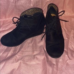 Black Lace Up Heeled Booties